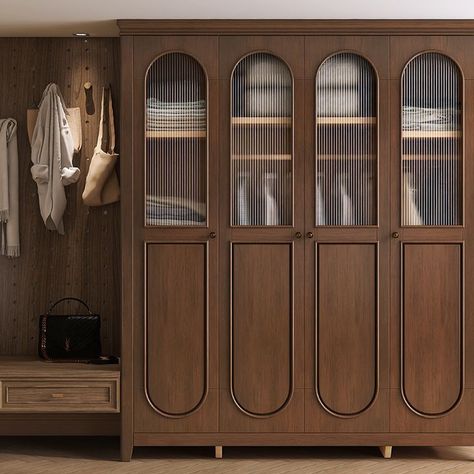 Bedroom With Almirah Design, Wooden Wardrobe Design Bedroom Modern, Classic Wardrobe Furniture, Wall Cupboard Bedroom, Openable Wardrobe Shutter Design, Wardrobe Interior Design Modern, Wooden Wardrobe Design Bedroom, Art Deco Wardrobe, Wooden Cupboard Design