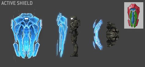 Halo 4 Concept Art by Kory Lynn Hubbell Alien Tech Concept Art, Futuristic Assassin, Shield Concept Art, Halo Wars, Timeline Project, Light Shield, Halo Armor, Halo Reach, Futuristic Armour