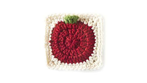 Easy Crochet Apple Square Crochet Apple Granny Square, Apple Granny Square, Apple Square, Granny Square Patterns, Crochet Apple, Crochet Granny Squares, Fall Crochet Patterns, Half Double Crochet Stitch, Fall Vest