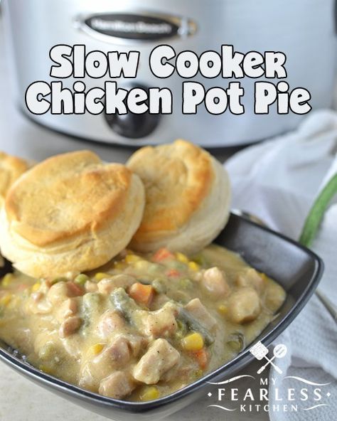 Slow Cooker Chicken Pot Pie, Crockpot Chicken Pot Pie, Easy Chicken Pot Pie Recipe, New Chicken Recipes, Easy Slow Cooker Chicken, Crockpot Dinners, Easy Dinner Recipes Crockpot, Easy Chicken Pot Pie, Pot Pies Recipes