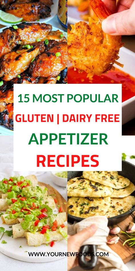 Gluten-free dairy free appetizers with recipes. Learn how to make these amazing recipes. Try our top 15 favourite Gluten free dairy free appetizer recipes today. Make these easy delicious Gluten-free dairy free appetizer dishes with these recipes at home whether you're hosting a party, watching the Super Bowl, or entertaining. Why not make these Gluten-free dairy free appetizers recipes when having a BBQ? They're also perfect for family meals, holidays & all year round. Which is your favorite? Gluten Free Dairy Free Football Food, Gluten Free Dairy Free Charcuterie Board Ideas, Gluten Free Dairy Free Vegan Appetizers, Gluten Free And Vegan Appetizers, Dairy Free Italian Appetizers, Gluten Free Dairy Free Game Day Food, Appetizer Recipes Non Dairy, Gluten Free Dairy Free Recipes Appetizers, Appetizers Without Dairy