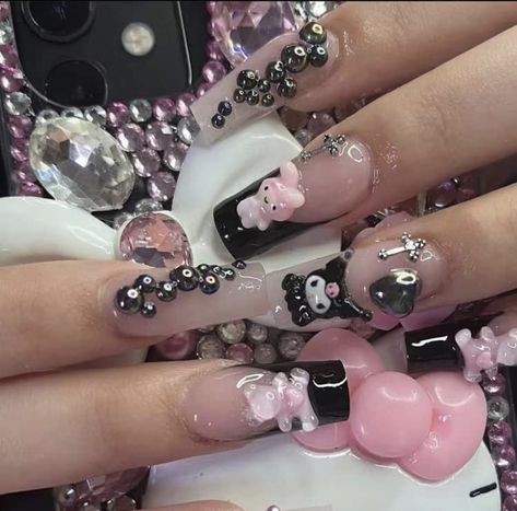 Occasion Nails, Hello Kitty Nails Art, Disney Acrylic Nails, Junk Nails, Slime Charms, Nail Art Charms, Pedicure Manicure, Anime Nails, Hello Kitty Nails