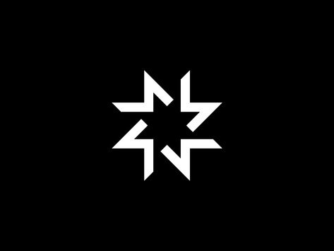 Four interlocking "M" which create the shape of a Star. Kai Damian Matthiesen - Logos Star Logo Design Graphics, M Star Logo, Spark Logo, M Monogram, Star Logo, Logo Mark, Star Of David, Typography Logo, Graphic Design Typography