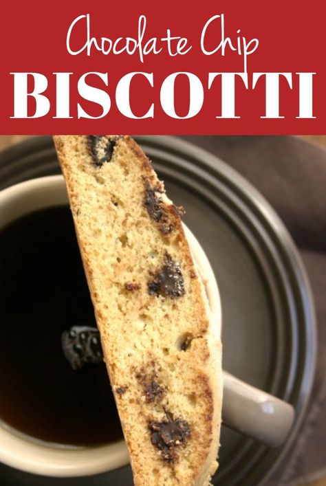 Chocolate Chip Biscotti, Biscotti Recipe Chocolate, Biscotti Recipe Chocolate Chip, Chocolate Chip Biscotti Recipe Easy, Cinnamon Chip Biscotti, Choc Chip Biscotti Recipe, Biscotti And Coffee, Basic Biscotti Recipe, Christmas Biscotti Recipe