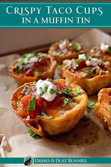 Crispy Taco Cups in a Muffin Tin: Easy Recipe for a Fun Family Dinner - Dishes & Dust Bunnies Mini Taco Cups, Taco Cupcakes, Beef Taco Seasoning, Tortilla Cups, Ground Beef Taco Seasoning, Mini Taco, Homemade Taco Seasoning Mix, Ground Beef Taco, Family Dinner Recipe