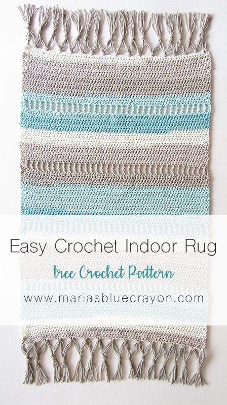 Crochet Indoor Rug | Free Crochet Rug Pattern | Free Crochet Mat Pattern | DIY Beach Rug | Rug with Fringe Tassels | Caron Cotton Cakes | Maria's Blue Crayon Carpet Crochet, Crochet Rug Patterns Free, Beach Rug, Blue Crayon, Cotton Cake, Crochet Rugs, Crochet Mat, Rug Tutorial, Diy Beach