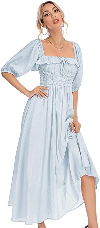 Amazon.com: R.Vivimos Women Summer Half Sleeve Cotton Ruffled Vintage Elegant Backless A Line Flowy Long Dresses: Clothing Dresses Cottagecore, Flowy Dress Long, Boho Floral Maxi Dress, Long Sleeve Ruffle Dress, Long Beach Dress, Shower Dresses, Long Midi Dress, Flowy Maxi Dress, Half Sleeve Dresses