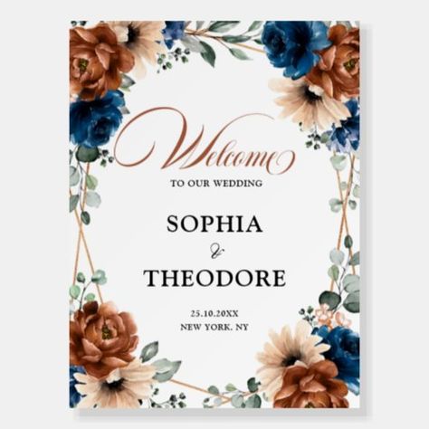 $44.2 | Terracotta Navy Blue Greenery Geometric Welcome - terracotta navy blue green brown, tropical vibrant burnt orange floral, bohemian seaside chic boho wedding, pampas grass foliage dusty roses, modern geometric dark midnight bloom, fall earthy tones terra cotta, botanical autumn rust copper shades, eucalyptus greenery coastal oasis flower, stylish unique trendy simple peony, rustic country barn outdoor wildflowers Boho Wedding Pampas, Elegant Wedding Welcome Sign, Wedding Pampas, Flower Oasis, Dark Blue Wedding, Country Barn, Eucalyptus Greenery, Wedding Posters, Wedding Welcome Sign