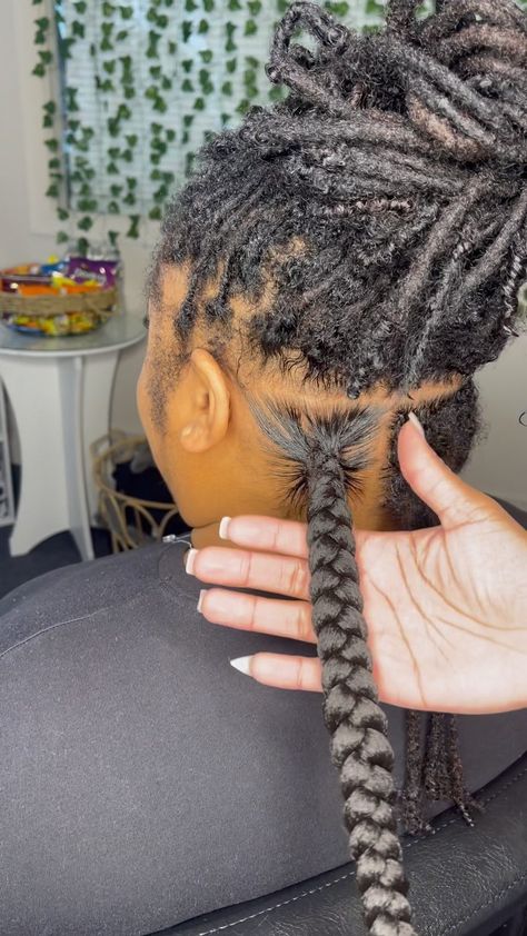 Knotless over LOCS! 🤭Who said you can’t get braids with your locs?? Book Tamed By Raee! 🥰 Follow @tamedby.raee for more content!… | Instagram Knotless Over Locs, Knotless Braids Over Locs, Braids Over Locs, Dreadlocks Hair Care, Dreads Styles For Women, Hair French, Beautiful Dreadlocks, Short Locs Hairstyles, Faux Locs Hairstyles