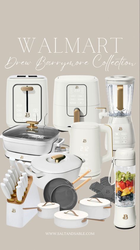 Only slightly obsessed with the new Drew Barrymore kitchen collection at Walmart 😍 A few of the items are on sale! Toaster Air fryer Cutlery set Personal blender Pan set Tea kettle Slushee maker Blender Crockpot Dutch oven Skillet Small kitchen appliances Electric tea kettle Neutral appliances Kitchen tools Kitchen accessories Follow my shop @saltandsable on the @shop.LTK app to shop this post and get my exclusive app-only content! #liketkit #LTKsalealert #LTKhome #LTKfamily Drew Barrymore Kitchen, Kitchen Appliance Set, New Home Essentials, Outdoor Cooking Spaces, Personal Blender, Electric Tea Kettle, Neutral Kitchen, Appliances Kitchen, Aesthetic Kitchen