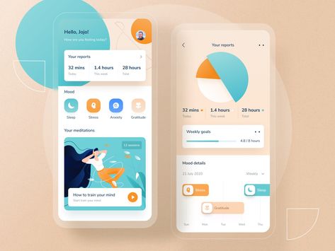 Meditation app landing mobile ui dashboard nature video msuic doctor medical business food category statistic chart 3d relax illustration green mobile meditation clean Science Gadgets, Travel Calendar, Meditation App, Medical Business, Mobile App Design Inspiration, Calendar App, Meditation Apps, Growth Marketing, App Design Inspiration