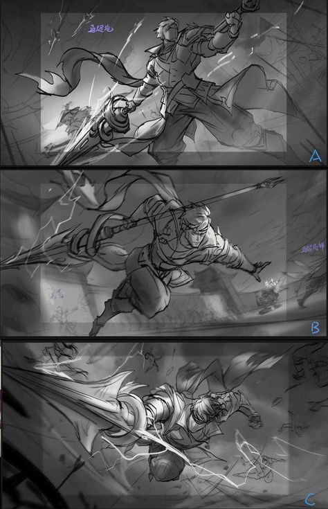 Spear Poses Drawing Reference, Splash Art Illustration, Storyboard Examples, Action Scene, Storyboard Drawing, Storyboard Illustration, Splash Art, Concept Art Character, Concept Art Drawing