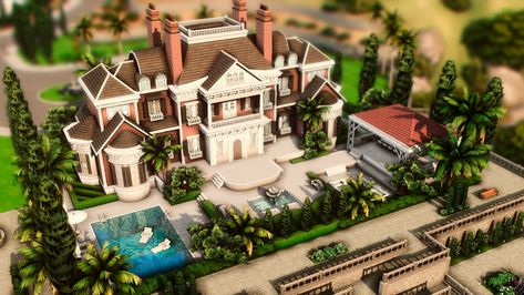 Mod The Sims - NO CC - Classic Manor Sims 4 50x40, Sims 4 Manor, Sims 3 Mansion, Sims 4 City Living, Classic Mansion, Sims 4 Houses Layout, Luxurious Mansion, Colonial Mansion, Sims Freeplay Houses