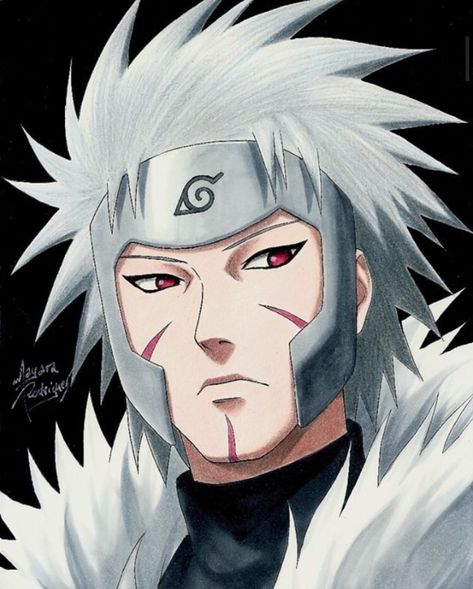 Tobirama Senju, White Hair, Anime Character, Naruto, Fan Art, Fan, Red, Anime, Hair