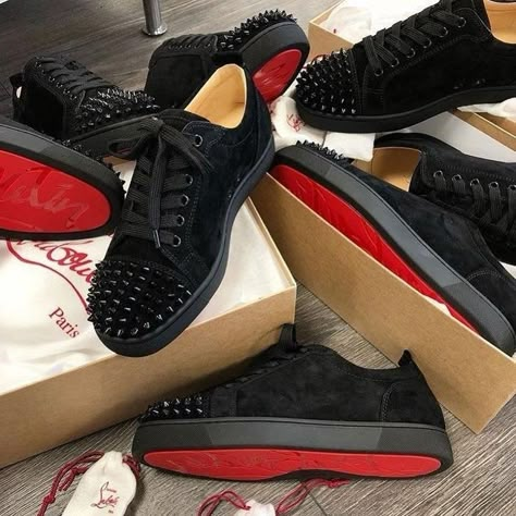 Christian Louboutin Shoes Mens, Red Bottoms Sneakers, Louboutin Shoes Mens, Louis Vuitton High Tops, Guys Shoes, Lv Sneakers, Sneaker Outfits Women, Red Bottom Shoes, Dior Sneakers