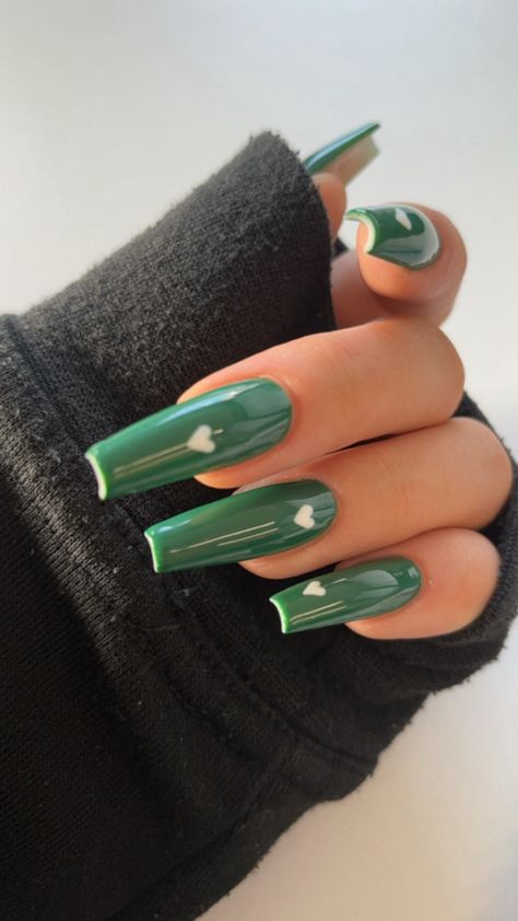 Green love nails White And Green Nails, Green Love, Love Nails, Nails, Green, White, Quick Saves