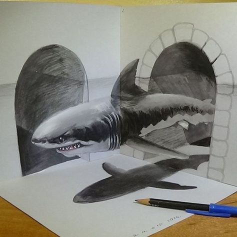 Design Stack: A Blog about Art, Design and Architecture: 3D Art and Optical Illusions Drawings and Videos Optical Illusions Drawings, 3d Pencil Drawings, Pencil Sketches Easy, Trick Art, Illusion Drawings, L'art Du Portrait, 3d Art Drawing, Art Optical, Mermaid Drawings