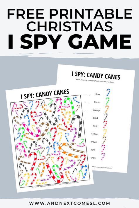 This free Christmas I spy printable game is perfect for kids to do as a Christmas activity! They'll love searching and counting for the different colored candy canes. #ispyprintable #ispygames #christmas #christmasprintables #christmasactivities Christmas I Spy, I Spy Printable, Candy Cane Game, Spy Games For Kids, I Spy Games, Spy Games, Learning Printables, Bible Coloring Pages, Educational Activities For Kids