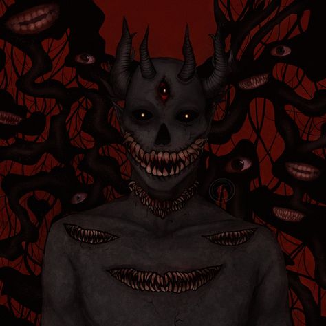 Spooky Noodles, Evil Demons, Creepy Images, Arte 8 Bits, Cosmic Horror, Dark Pictures, Writing Art, Dark Art Drawings, Demon Art