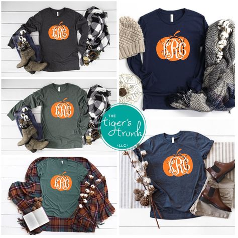 The warm cozy feeling of Fall is right around the corner! *Choose between a unisex fit short-sleeve or long-sleeve shirt, personalized with your monogram. All of our shirts are made with high quality, durable vinyl that has been applied with a professional quality heat press. *Select your Shirt Size and Shirt Color in the Dropdown Menus. In the Personalization Box, tell us your monogram in the order you would like it printed from left to right. *This listing does not include further personalizat Happy Halloween Cards, Diy Heat Transfer Vinyl, Pumpkin Monogram, Monogram Shirt, Pumpkin Spice Lattes, Science Shirts, Pumpkin Thanksgiving, Pumpkin Patches, Monogram Shirts