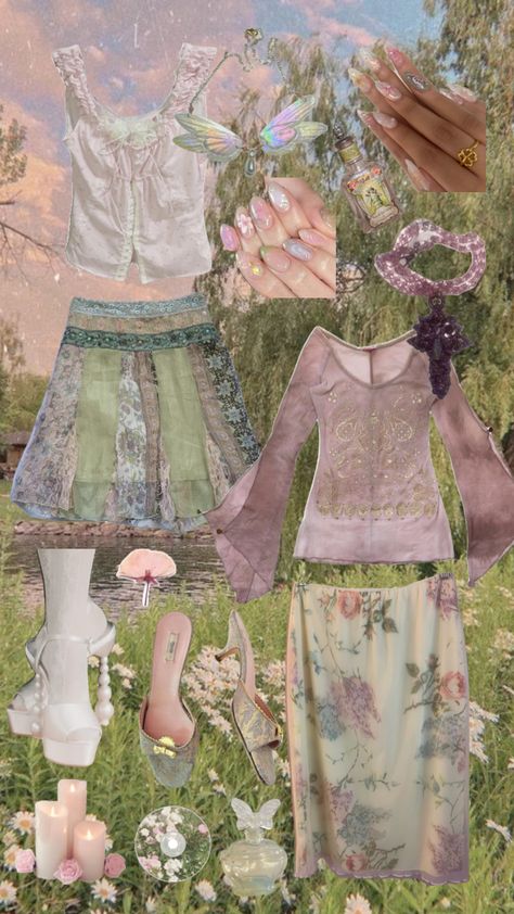 What I Would Wear If I Was In, Whimsical Fits, Fem Queen, Funky Clothing, 2025 Moodboard, Boho Whimsical, Creepypasta Oc, Three Flowers, Funky Outfits