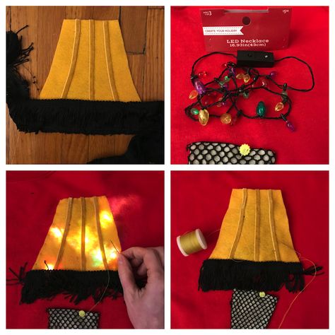 DIY: A Christmas Story Inspired Ugly Sweatshirt 🎄👢🛋 — New Dress A Day A Christmas Story Ugly Sweater, Christmas Story Ugly Sweater Diy, Christmas Skirt Diy, Gingerbread Ugly Sweater Diy, How To Make An Ugly Christmas Sweater, Leg Lamp Costume Diy, Diy Christmas Sweater Ideas, Leg Lamp Costume, Leg Lamp Sweater