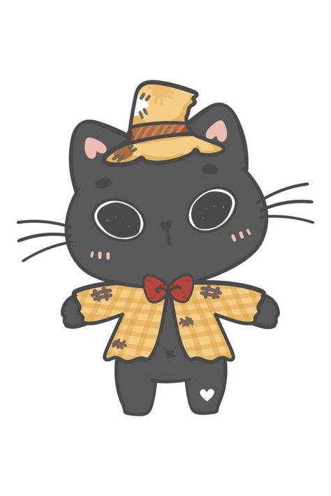 Graphic of a cute, scarecrow kitty cat in a Halloween hat. Perfect for that special someone who's favorite month is October and enjoys celebrating Halloween. Scarecrow Cute, Pucker Pops, Cute Scarecrow, Scare Crow, Scarecrow Halloween, Halloween Kitty, Halloween Hat, Halloween Hats, Kitty Cat