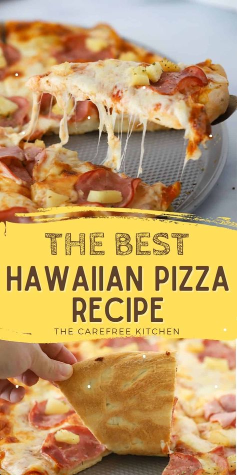 Canadian Bacon Pizza, Homemade Hawaiian Pizza, Hawaiian Pizza Recipe, Pineapple Pizza Recipes, Ham And Pineapple Pizza, Bacon Pineapple, Ham Pizza, Homemade Ham, Bacon Pizza