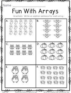 Smiling and Shining in Second Grade: Halloween Arrays Personal Worksheets, Array Math, Repeated Addition Worksheets, Array Worksheets, Multiplication Arrays, Math Enrichment, Free Printable Math Worksheets, 2nd Grade Worksheets, Language Spanish