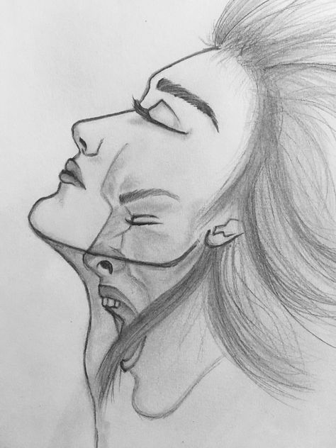 Double Face Drawing, Drawing With Deep Meaning, Woman Screaming, Drawing Of Woman, Face Tattoos For Women, Africa Art Design, Female Artwork, Time Drawing, Face Sketch