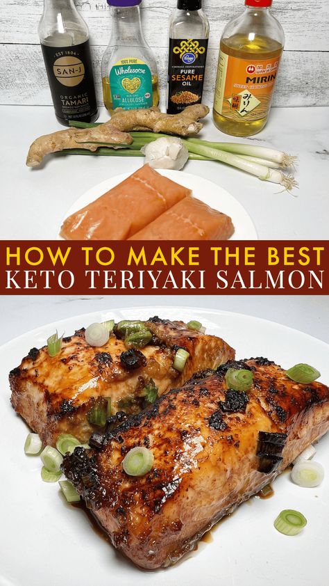 Keto Teriyaki Salmon Keto Teriyaki, Salmon Soy Sauce, Easiest Recipes, Tamari Sauce, Teriyaki Salmon, Salmon Dinner, Winner Winner, Net Carbs, Got To Be