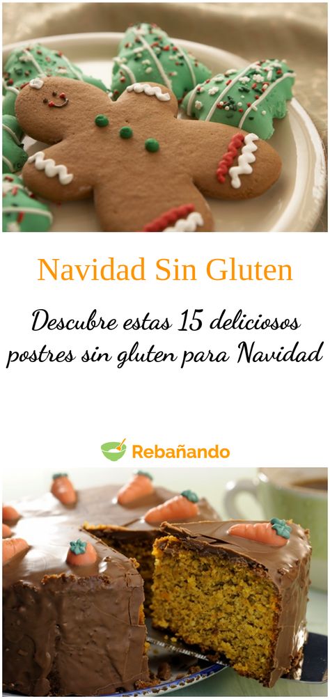 15 deliciosos postres sin gluten para Navidad Sin Gluten, Gingerbread Cookies, Gingerbread, Gluten Free, Merry Christmas, Snacks, Christmas