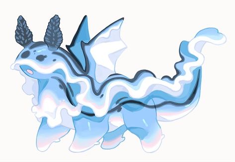 Sea Slug Oc, Blue Dragon Sea Slug, Dragon Sea Slug, Sea Creatures Art, Adopt Idea, Mythical Creatures Fantasy, Cute Dragon, Sea Slug, Cute Fantasy Creatures