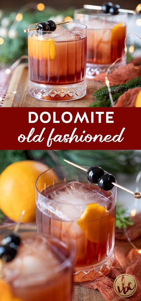 two dolomite old fashioned cocktails in rocks glasses with cherry and orange garnish. Old Fashioned Recipes Cocktail, Easy Cocktail Recipe, New Years Eve Food, Serving Ideas, Rye Bourbon, Easy Cocktail, Holiday Cocktail, Cocktail Recipes Easy, Easy Drinks