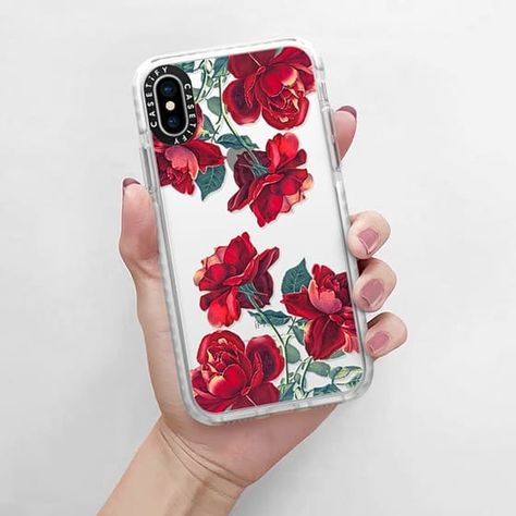 Casetify Impact iPhone X Case - Red Roses (Transparent) by Heart of Hearts Designs | cute protective clear women girls teen flower floral design drawings art rose classy work unique Stylish Iphone Cases, Pretty Iphone Cases, Mac Book, Trendy Phone Cases, Pretty Phone Cases, Apple Phone Case, Wallpaper Iphone Christmas, Iphone 11 Case, Casetify Iphone