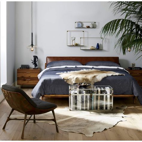 The Best Places to Buy Midcentury Modern Bedroom Furniture | Hunker New Bedroom, Mid Century Modern Bedroom, Leather Headboard, Interior Minimalista, Cushion Headboard, Style At Home, Modern Bed, The Bedroom, Minimalist Bedroom