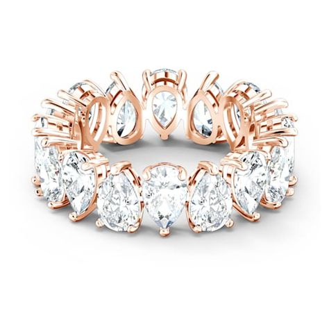 Vittore ring, Pear cut, White, Rose gold-tone plated - Swarovski, 5585425 Vittore Ring, Swarovski Ring, Pear Ring, Fashion Jewelry Sets, Matching Rings, Swarovski Jewelry, Purple Crystals, Romantic Gifts, White Rose Gold