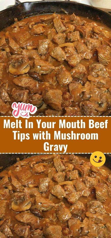 Ingredients 3 tablespoons butter 2 lbs sirloin beef tips 2 Beef Tips With Mushroom Gravy, Beef And Mushroom Recipe, Tender Beef Tips, Beef Tip, Beef With Mushroom, Beef Tip Recipes, Beef Tips And Gravy, Steak Tips, Gravy Ingredients