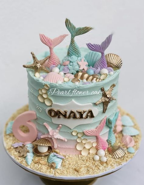 Birthday Cake Mermaid Theme, Birthday Cake Mermaid, Birthday Cake 10, Themed Cake Ideas, Mermaid Themed Cake, Cake Mermaid, Little Mermaid Birthday Cake, Mermaid Birthday Cake, Teal Mermaid