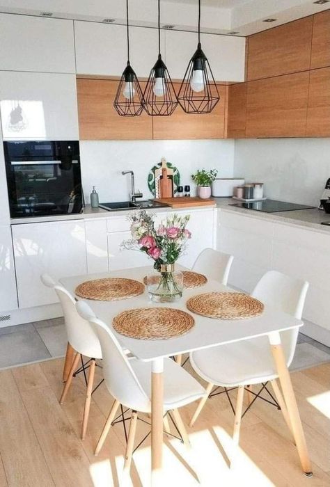 Small Kitchen Tables, Kitchen Decor Apartment, Decorating Advice, Dining Room Small, Apartment Kitchen, Room Decorations, Small Dining, Decor Minimalist, Küchen Design