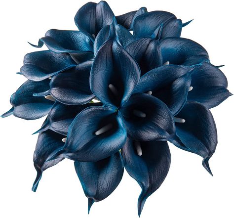 https://amzn.to/3Hw4Ror Royal Blue Centerpieces, Calla Lily Colors, Artificial Flower Wedding Bouquets, Home Decor Dark, Bouquet Party, Calla Lily Flower, Blue Centerpieces, Calla Lily Flowers, Dark Blue Flowers