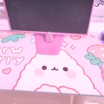 ♡gift♡ 2k followers on patreon! (gamer girl mousepad) | Hydrangea on Patreon Sims 4 Gamer Girl Cc, Sims 3 Custom Content, Pink Notebook, The Sims 3, Sims 4 Build, I Thank You, The Sims4, Sims Mods, Pc Gamer