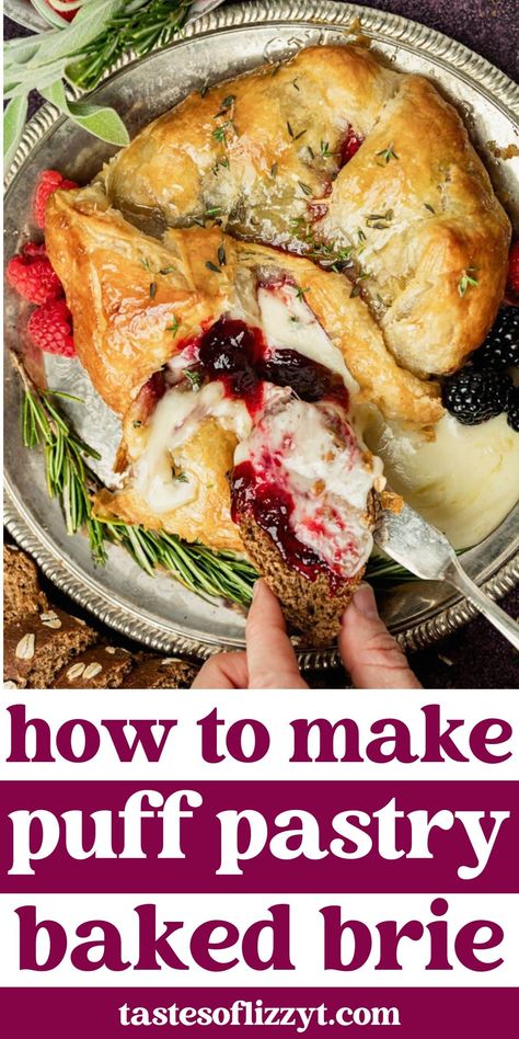 Brie Recipes With Puff Pastry, Baked Gruyère In Puff Pastry, Baked Brie With Puff Pastry, Brie Recipes With Jam, Brie Pinwheels Puff Pastries, Baked Brie Appetizer Puff Pastries, Stuffed Baked Brie In Puff Pastry, Brie Puffed Pastry Recipes, Baked Brie In Puff Pastry Red Pepper Jelly