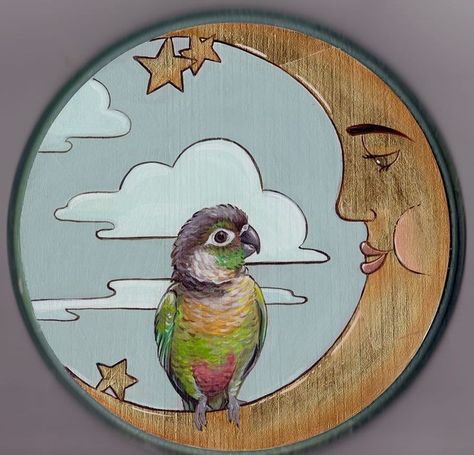 Green Cheek Conure Art, Green Parrot Tattoo, Green Cheek Conure Tattoo, Moon Cheek Conure, Green Cheek Conure Drawing, Conure Drawing, Conure Tattoo, Conure Art, Pineapple Conure