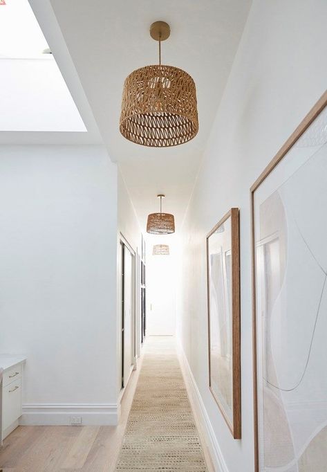 Hallway Inspiration, Hallway Designs, Contemporary Coastal, Long Hallway, Hallway Lighting, Narrow Hallway, Nordic Interior, Rooms Reveal, Interior Modern