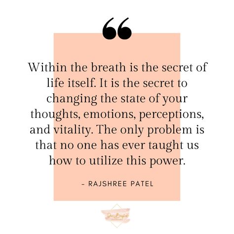 Breathing is the most important thing you do on a daily basis. It is life itself.  Within the breath is the secret of life itself. It is the secret to changing the state of your thoughts, emotions, perceptions, and vitality. The only problem is that no one has ever taught us how to utilize this power.â  - The Power of Vital Force, Rajshree Patel  Want to know if you're breathing correctly? Take my quiz to find out your breath score! The Power Of Breath, Power Of Breath, Quotes On Breathing, Breathwork Quotes, Breathing Quotes, Breathing Correctly, Yoga Intentions, Yoga Captions, Yoga Vibes