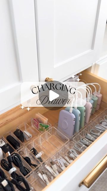 Michelle Hansen on Instagram: "Comment “LINK” and I’ll send you the link to everything. I used to make a charging drawer in my office.  #homeorganization #momhack #amazonfind #organizing #organizingtips #amazonhome #organization #chargingdrawer #rorrycharger" Drawer Charging Station, Charging Station Ideas, Charging Drawer, Charging Station Drawer, Ocd Organization, Build House, Organization Inspiration, My Office, Drawer Organisers