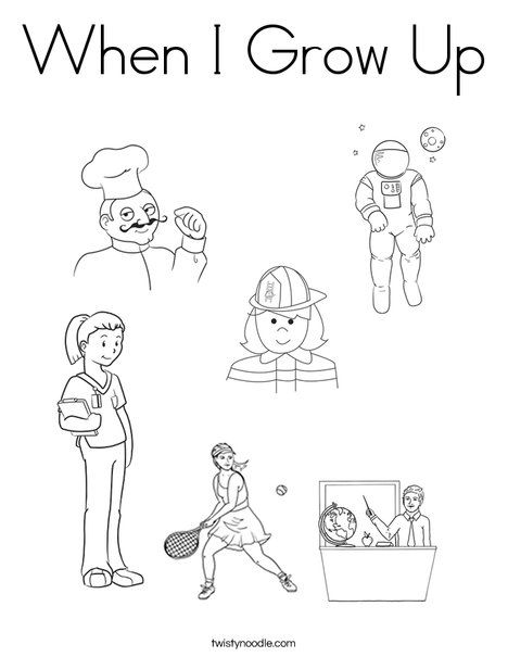 When I Grow Up Coloring Page - Twisty Noodle Up Coloring Pages, Kindergarten Drawing, Bratz Coloring, People Coloring Pages, Twisty Noodle, Pokemon Photo, Growing Up Girl, Crafts Preschool, Bible School Crafts