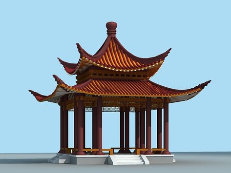 http://www.cadnav.com/3d-models/model-40960.html Chinese Pavilion, Bamboo Pavilion Model, Town Building, Pavilion Architecture, 3d Architectural Visualization, Toilet Design, Chinese Architecture, 3d Visualization, Architecture Illustration