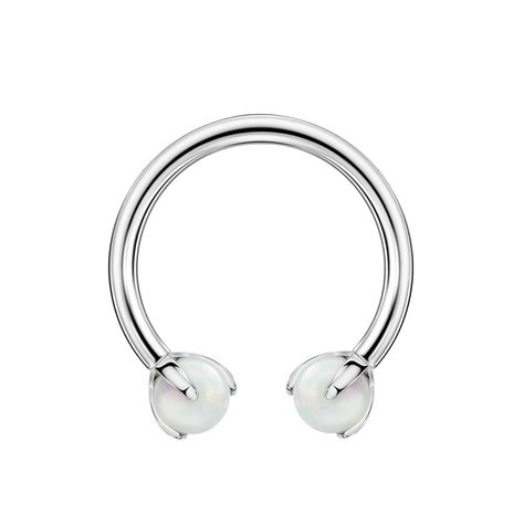 PRICES MAY VARY. The measurements are approximate.The bar thickness: 1.2mm (16ga / 16 gauge);The diameter: 10mm (3/8"); The white opal size: 3mm. Made with high quality 316L surgical steel, prong set with 3mm synthetic opals. Getting the grade of steel usually helps for some people with extremely sensitive skin. Simply wash it with warm water before inserting into your piercing. This opal septum ring is great for large variety of piercings including septum piercing jewelry, nose piercing jewelry Horseshoe Piercing, Ear Piercing Earrings, Gauge Piercing, Opal Septum, Septum Piercing Jewelry, Dr Wardrobe, Piercing Inspo, Helix Piercing Jewelry, Circular Barbell